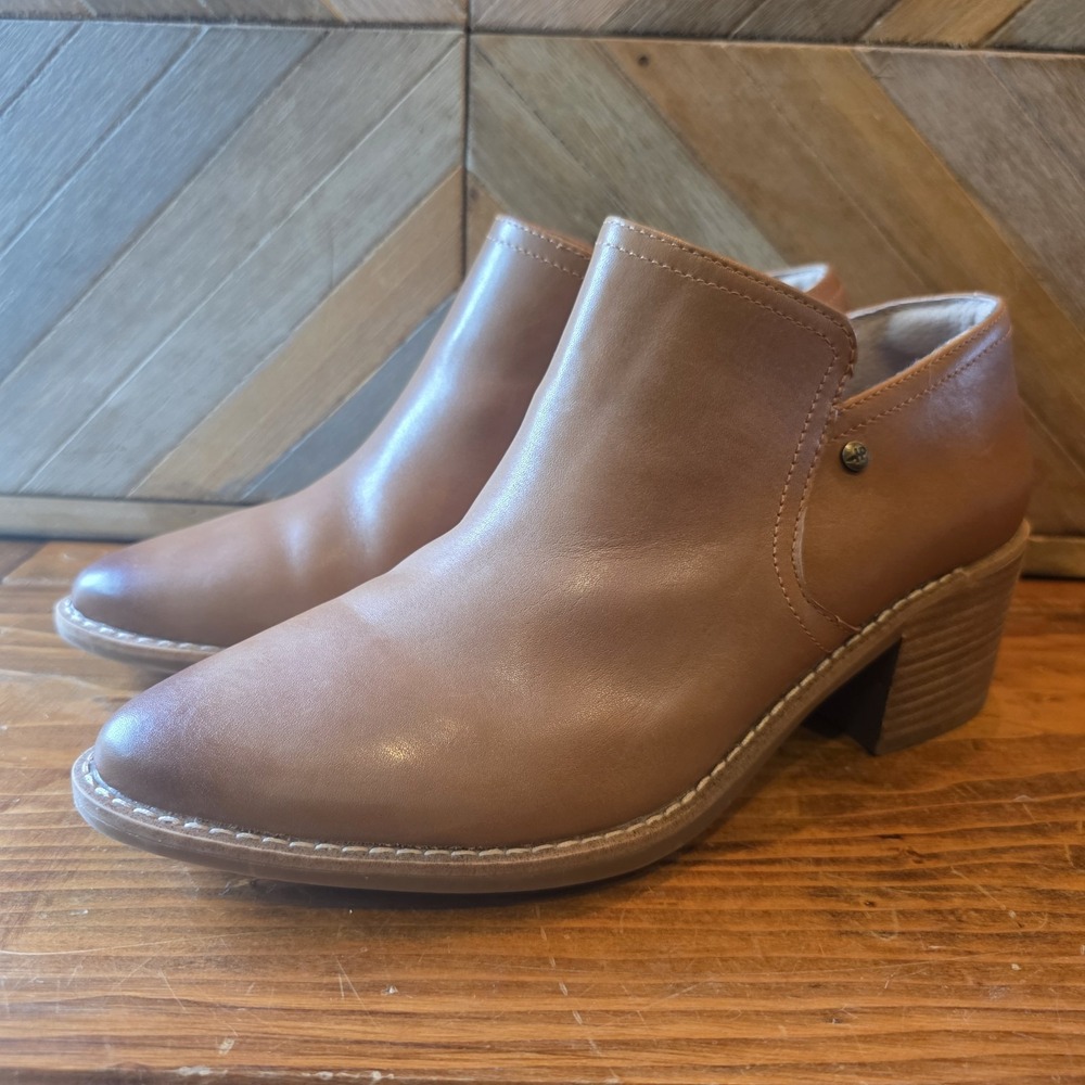 Hush Puppies Boots Women's Size 11M Brown Leather Booties Block Heel Ailee